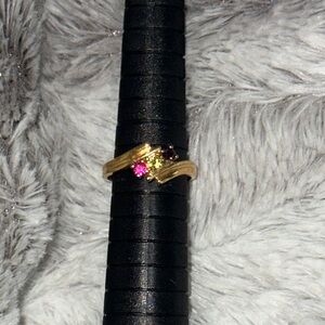 Ring with Pink, yellow and Purple Stones size 5.5